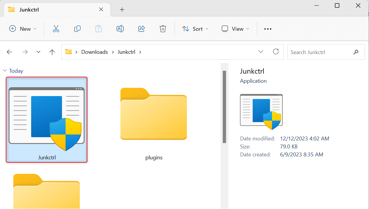 "Junkctrl" highlighted in File Explorer.