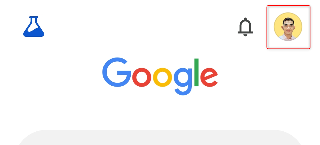 Profile icon highlighted in Google mobile app.