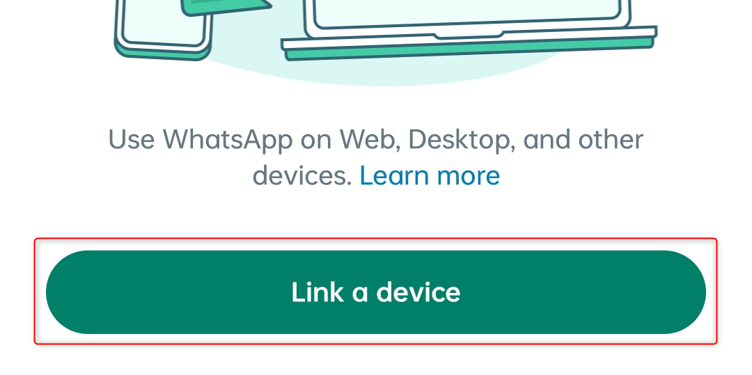 "Link a device" button in WhatsApp Web.