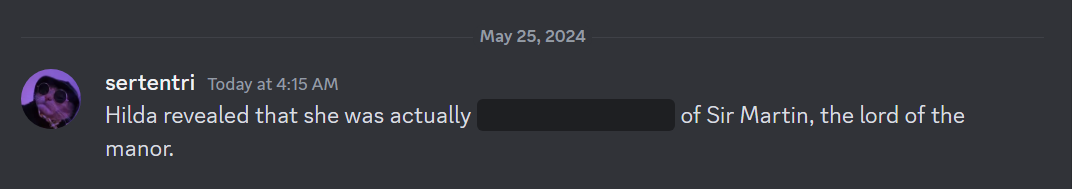 Example spoiler content on Discord.